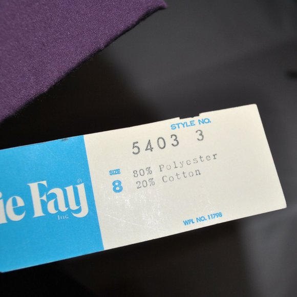 Vintage Leslie Fay Skirt Set Size 8 Purple & White Midi Skirt & Blouse NWT - Picture 5 of 13